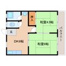近鉄難波線・奈良線/東生駒駅 徒歩5分 2階 築44年 2DKの間取り