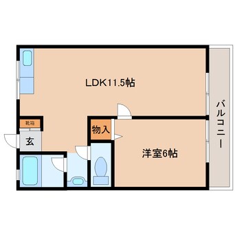 間取図 近鉄難波線・奈良線/東生駒駅 徒歩8分 2階 築50年