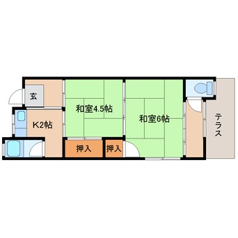 間取図 近鉄難波線・奈良線/生駒駅 徒歩7分 1階 築52年