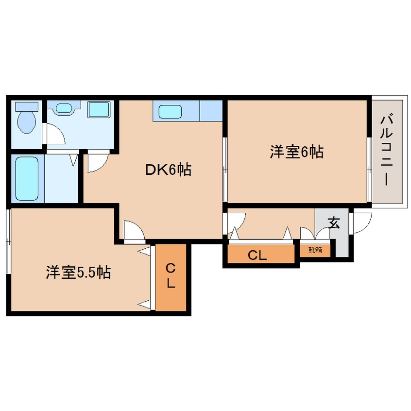 間取図 近鉄難波線・奈良線/生駒駅 バス8分北条下車:停歩3分 1階 築20年