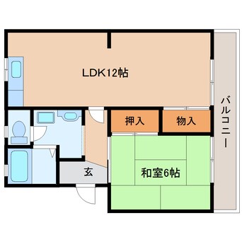 間取図 近鉄難波線・奈良線/東生駒駅 徒歩3分 3階 築47年