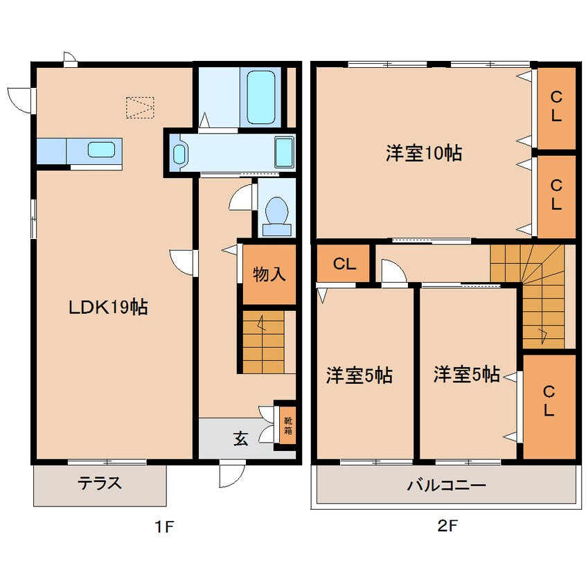 間取図 近鉄難波線・奈良線/東生駒駅 バス12分小瀬下車:停歩6分 1-2階 築19年