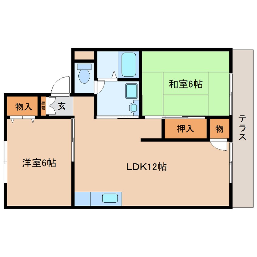 間取図 近鉄難波線・奈良線/生駒駅 徒歩10分 1階 築29年