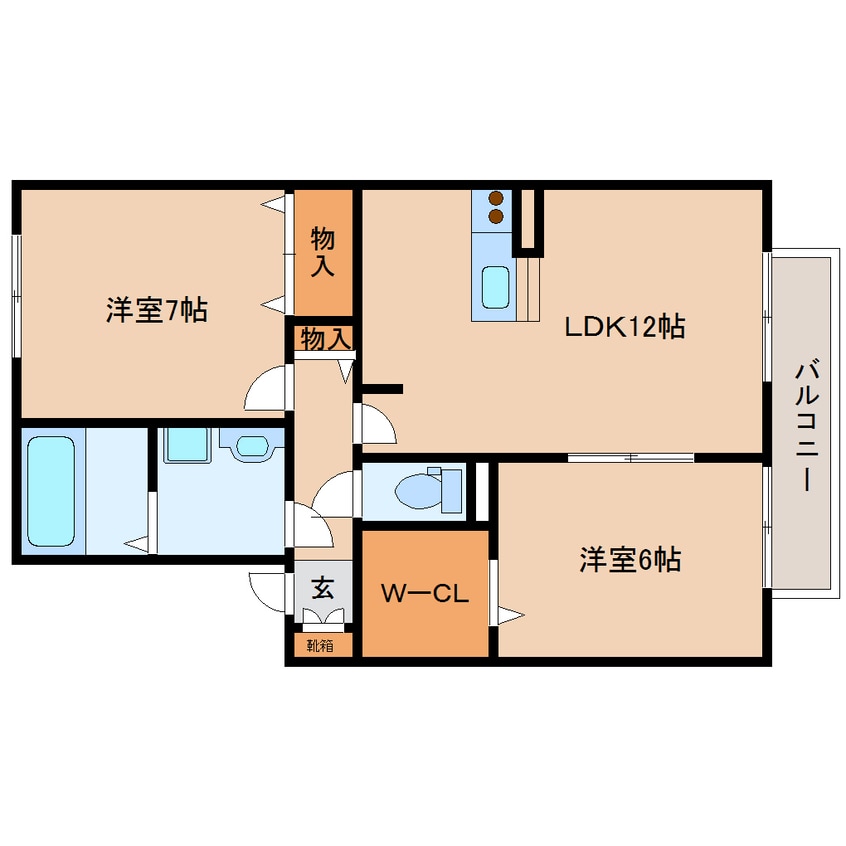 間取図 近鉄生駒線/南生駒駅 徒歩11分 2階 築21年