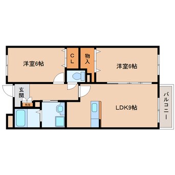 間取図 近鉄生駒線/南生駒駅 徒歩4分 1階 築19年