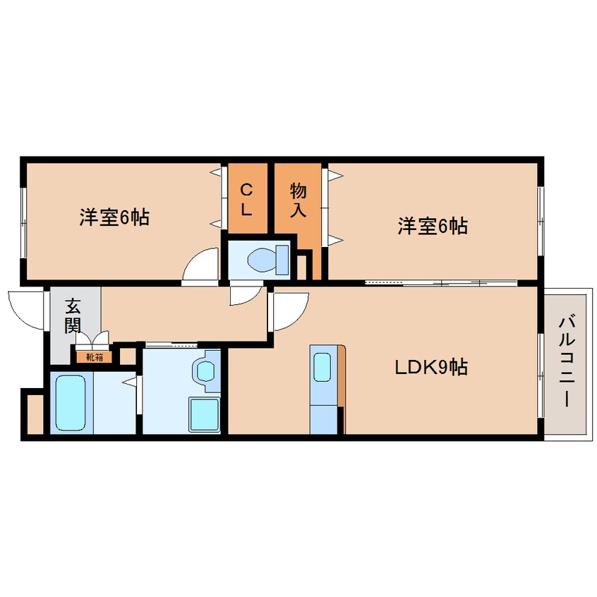 間取図 近鉄生駒線/南生駒駅 徒歩4分 2階 築19年