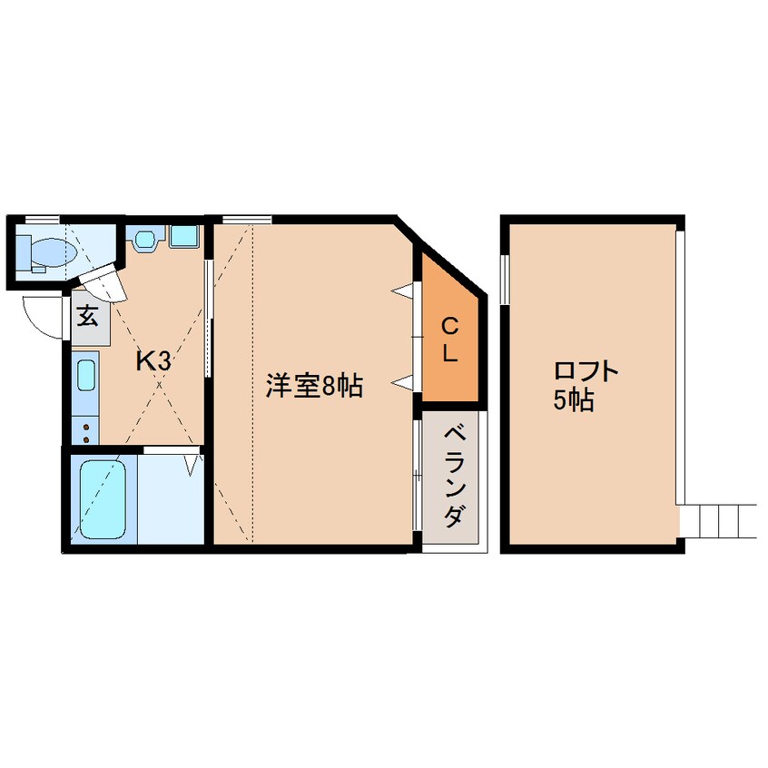 間取図 近鉄難波線・奈良線/生駒駅 徒歩7分 3階 築18年