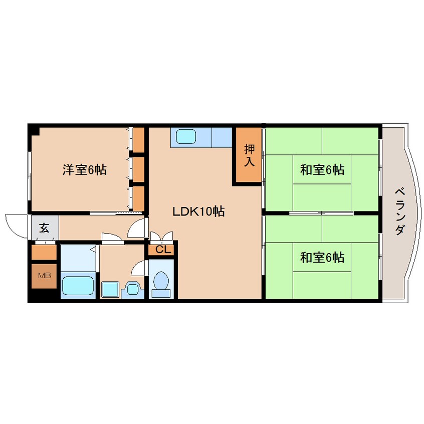 間取図 近鉄生駒線/南生駒駅 徒歩10分 2階 築31年