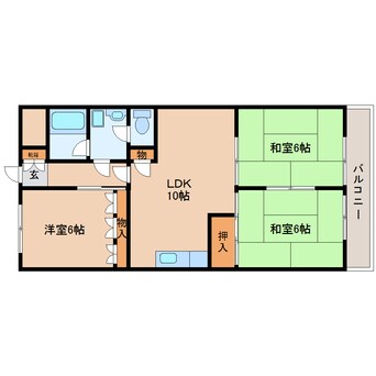 間取図 近鉄生駒線/南生駒駅 徒歩6分 4階 築33年