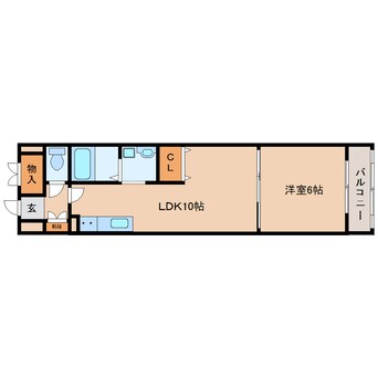 間取図 近鉄難波線・奈良線/生駒駅 徒歩8分 3階 築18年