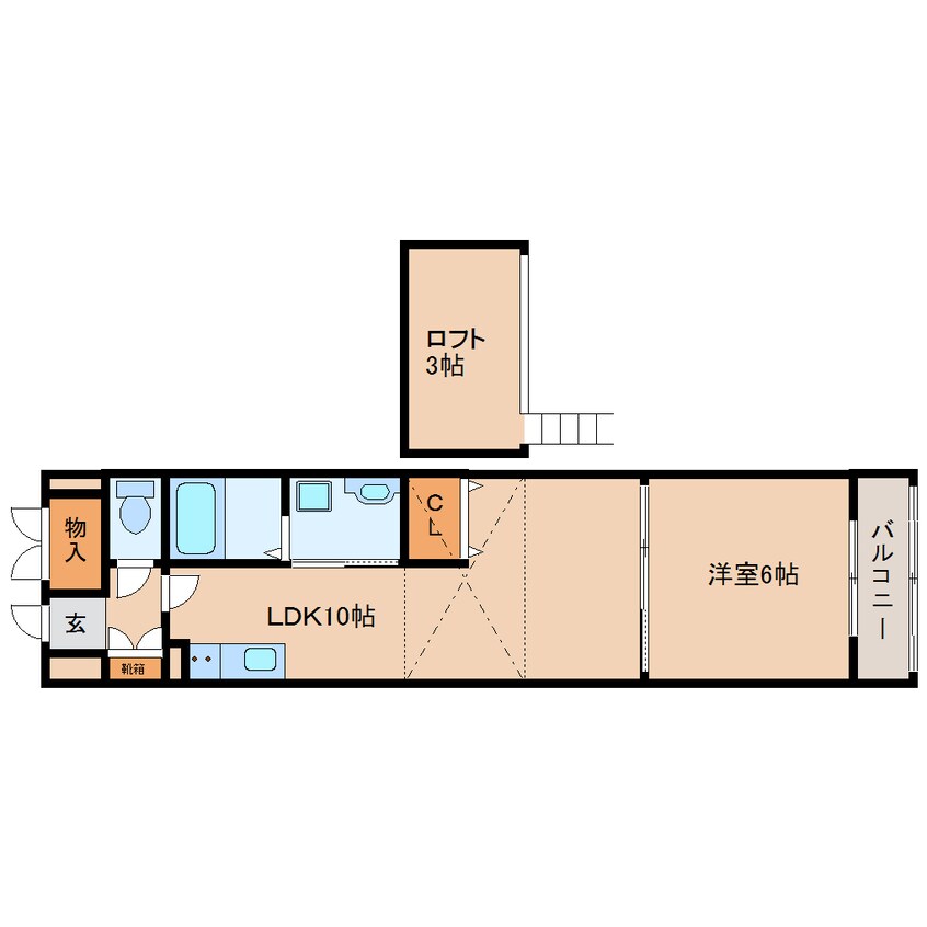 間取図 近鉄難波線・奈良線/生駒駅 徒歩8分 6階 築18年