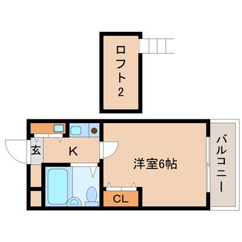 間取図 近鉄難波線・奈良線/東生駒駅 徒歩3分 3階 築34年