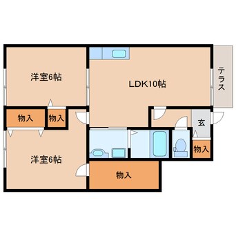 間取図 近鉄生駒線/一分駅 徒歩4分 1階 築23年