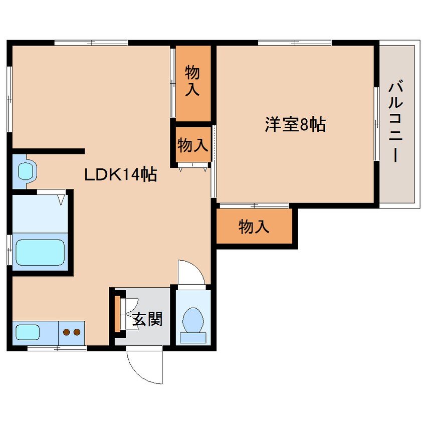 間取図 近鉄難波線・奈良線/東生駒駅 徒歩8分 4階 築50年