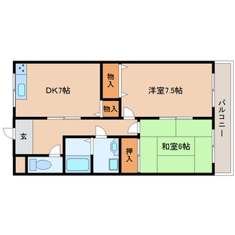 間取図 近鉄生駒線/南生駒駅 徒歩1分 1階 築28年