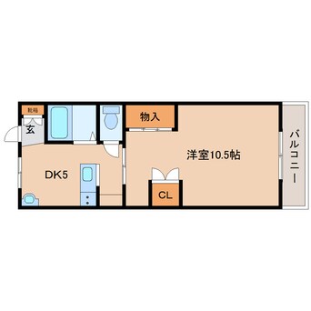 間取図 近鉄難波線・奈良線/生駒駅 徒歩8分 1階 築44年