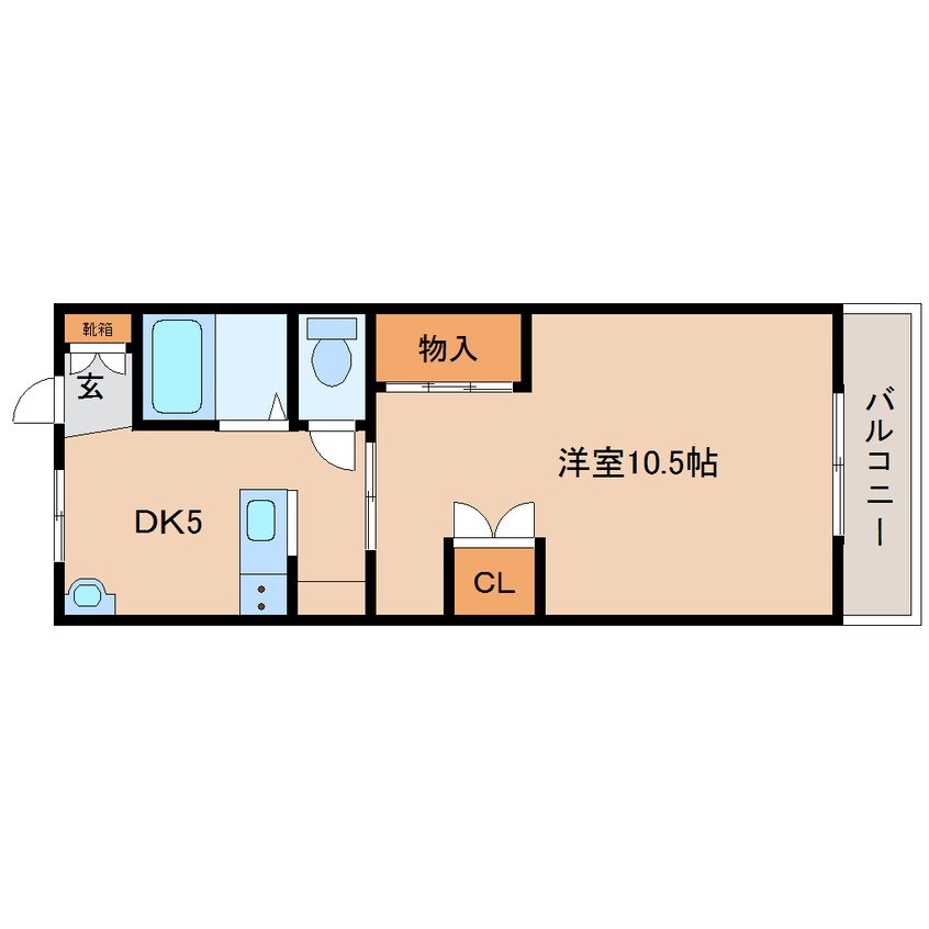 間取図 近鉄難波線・奈良線/生駒駅 徒歩8分 1階 築44年