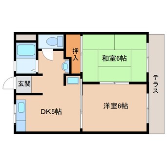 間取図 近鉄難波線・奈良線/生駒駅 徒歩11分 1階 築44年