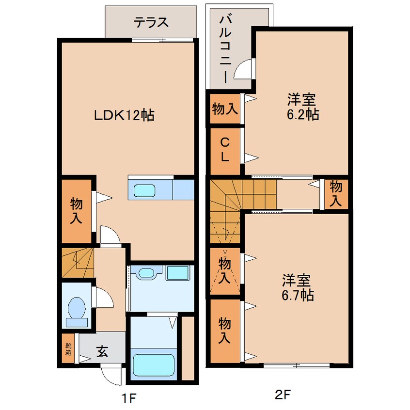 間取図 近鉄難波線・奈良線/生駒駅 バス15分田原台8丁目下車:停歩4分 1階 築21年