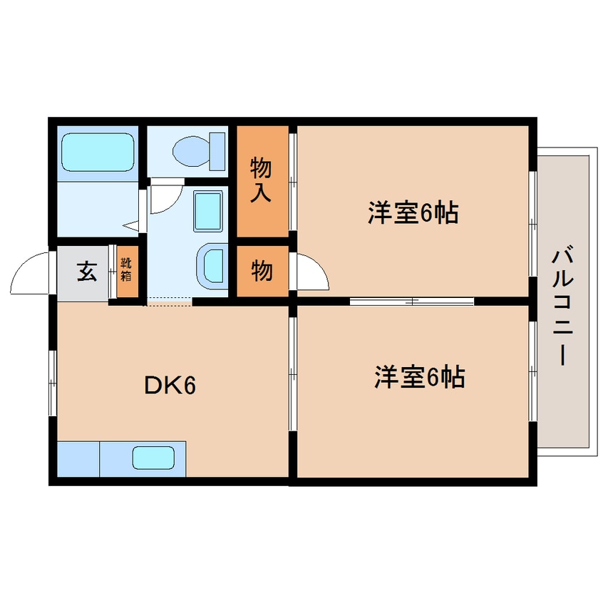 間取図 近鉄難波線・奈良線/生駒駅 徒歩19分 1階 築35年