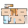近鉄生駒線/一分駅 徒歩8分 2階 築17年 2LDKの間取り
