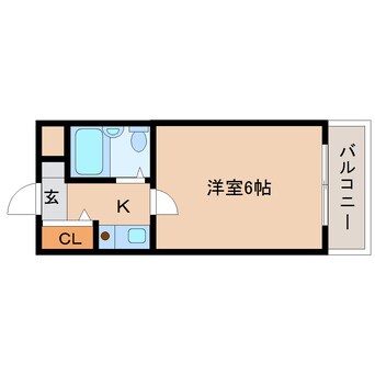 間取図 近鉄難波線・奈良線/生駒駅 徒歩3分 2階 築35年