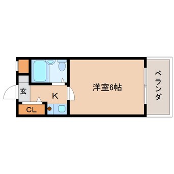間取図 近鉄難波線・奈良線/生駒駅 徒歩3分 1階 築36年