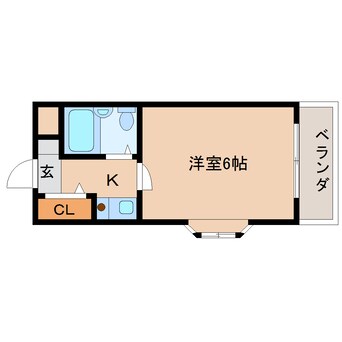 間取図 近鉄難波線・奈良線/生駒駅 徒歩3分 1階 築36年