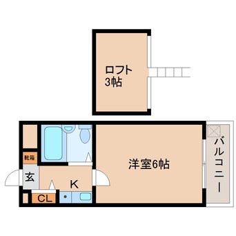 間取図 近鉄難波線・奈良線/生駒駅 徒歩3分 3階 築35年