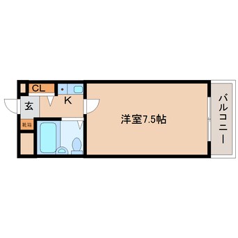 間取図 近鉄難波線・奈良線/生駒駅 徒歩3分 2階 築35年
