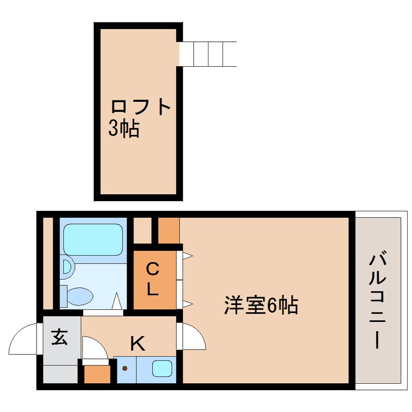 間取図 近鉄難波線・奈良線/生駒駅 徒歩8分 3階 築33年