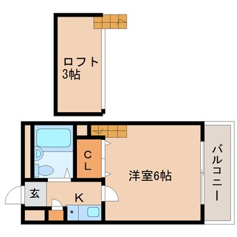 間取図 近鉄難波線・奈良線/生駒駅 徒歩8分 2階 築34年