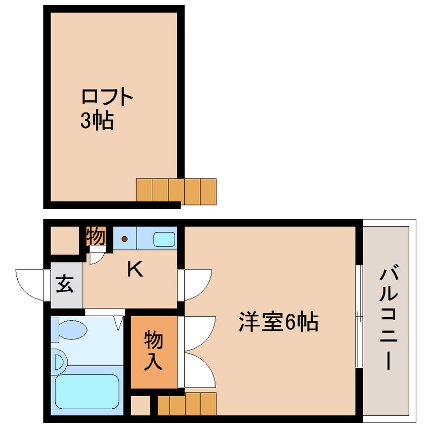 間取図 近鉄難波線・奈良線/生駒駅 徒歩8分 2階 築33年