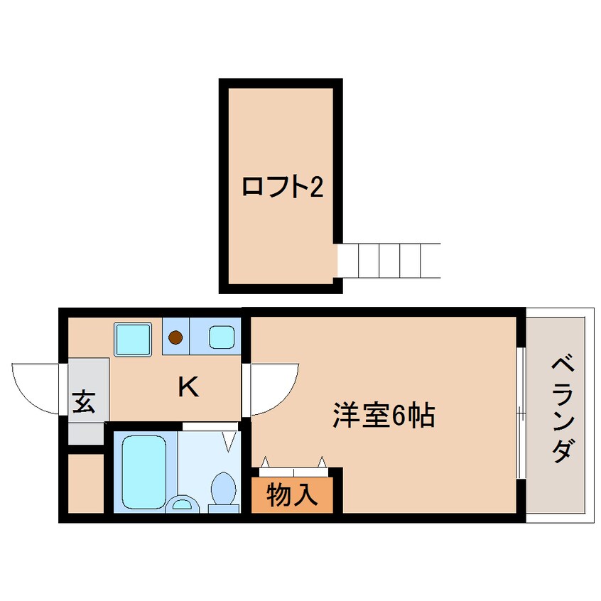 間取図 近鉄難波線・奈良線/生駒駅 徒歩8分 2階 築31年