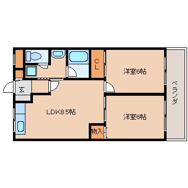 間取り図 近鉄生駒線/南生駒駅 徒歩5分 3階 築30年