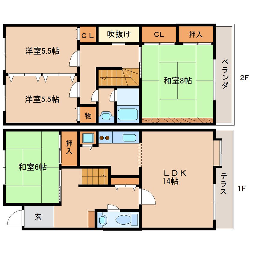 間取図 近鉄難波線・奈良線/東生駒駅 徒歩17分 1階 築34年