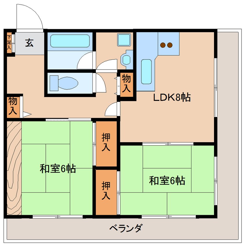 間取図 近鉄難波線・奈良線/生駒駅 徒歩10分 3階 築35年