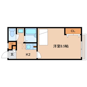 間取図 近鉄生駒線/一分駅 徒歩8分 2階 築15年