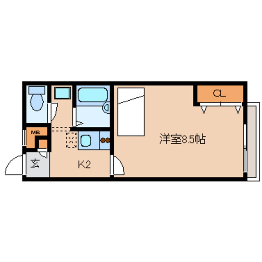 間取図 近鉄生駒線/一分駅 徒歩8分 2階 築15年