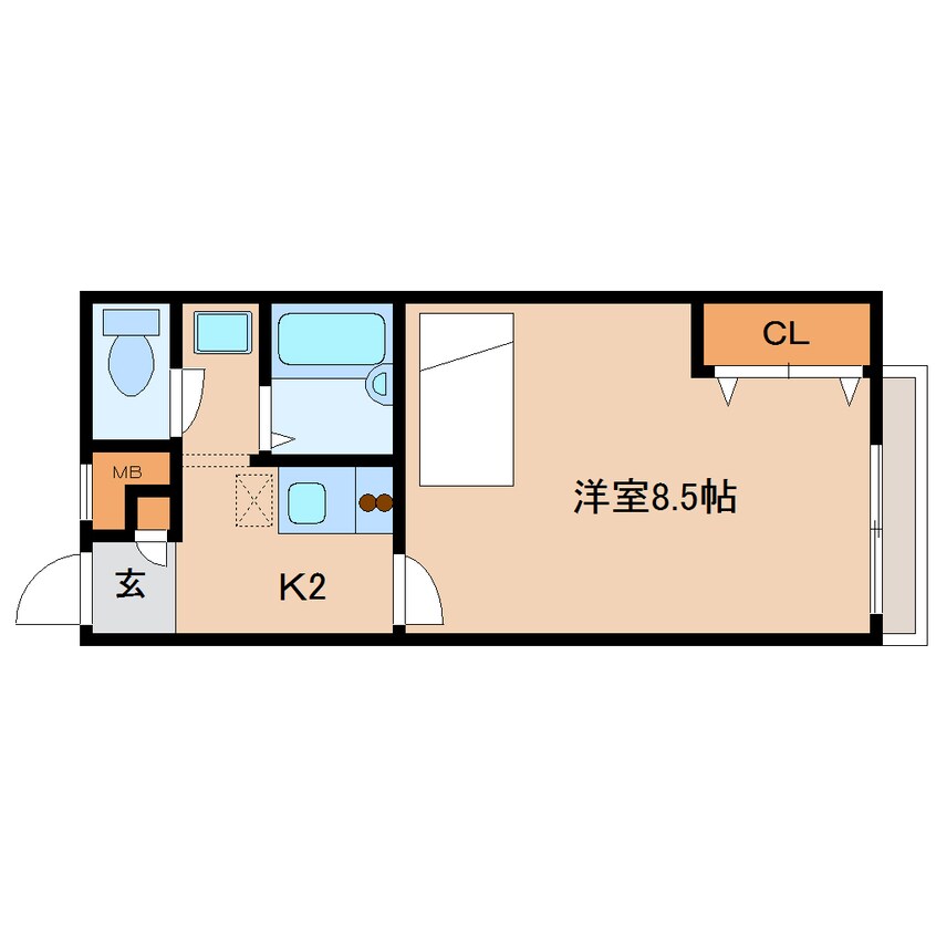 間取図 近鉄生駒線/一分駅 徒歩8分 1階 築16年