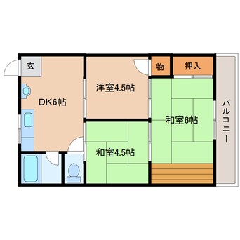 間取図 近鉄難波線・奈良線/生駒駅 徒歩15分 1階 築46年