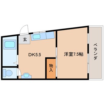間取図 近鉄難波線・奈良線/生駒駅 徒歩3分 4階 築61年