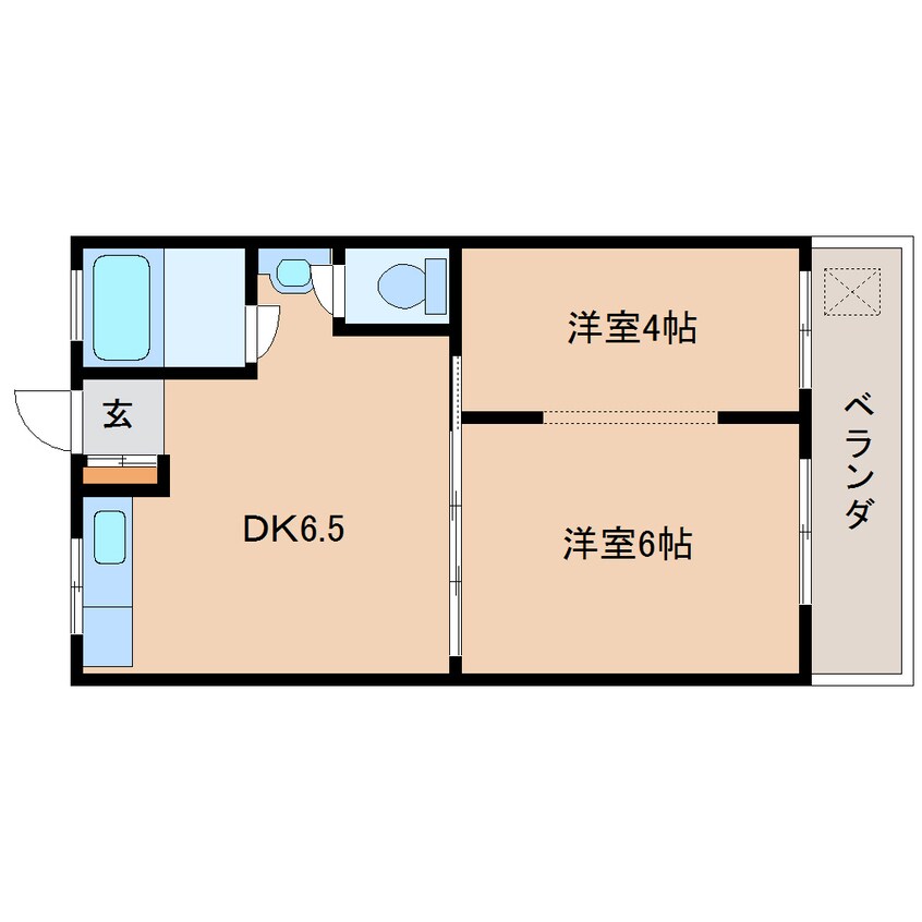 間取図 近鉄難波線・奈良線/生駒駅 徒歩3分 3階 築60年