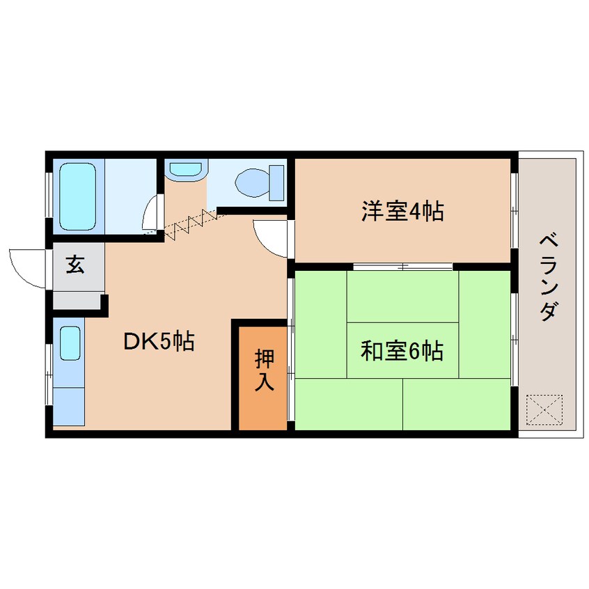 間取図 近鉄難波線・奈良線/生駒駅 徒歩3分 3階 築60年