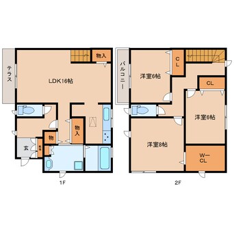 間取図 近鉄けいはんな線/白庭台駅 徒歩2分 1-2階 築15年