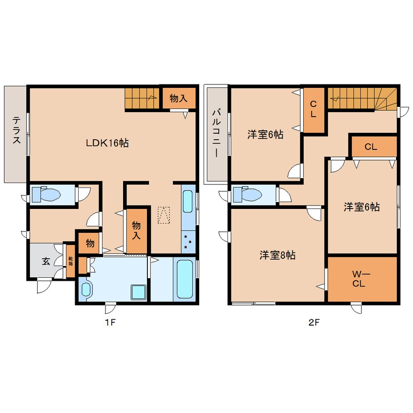 間取図 近鉄けいはんな線/白庭台駅 徒歩2分 1-2階 築15年