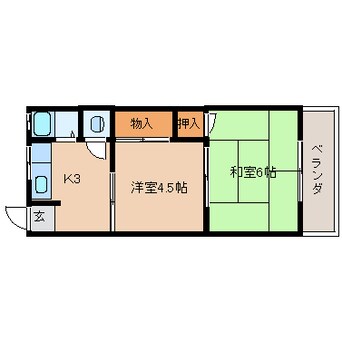 間取図 近鉄難波線・奈良線/生駒駅 徒歩15分 1階 築49年