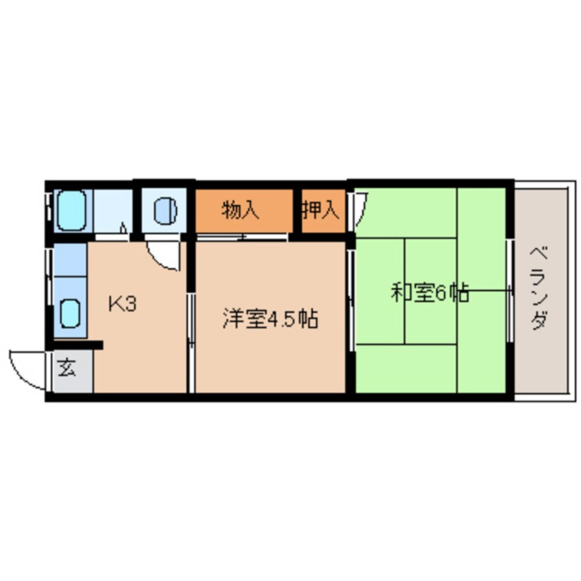 間取図 近鉄難波線・奈良線/生駒駅 徒歩15分 1階 築49年