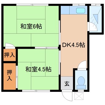 間取図 近鉄難波線・奈良線/生駒駅 徒歩16分 1階 築45年