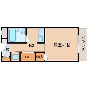 間取図 近鉄生駒線/菜畑駅 徒歩6分 2階 築39年